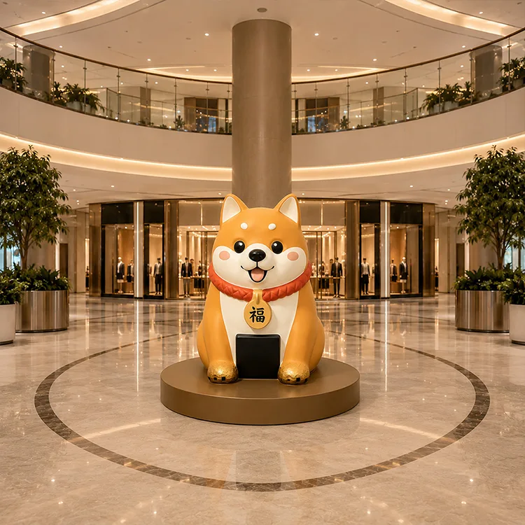 Fiberglas Fortune İt Heykəli