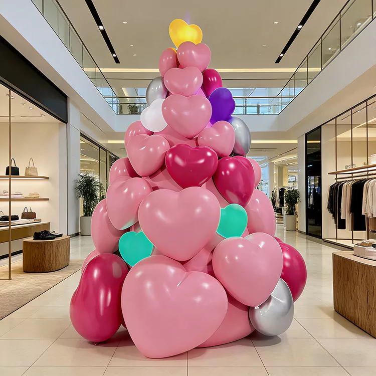 GRP Ürək Formalı Yığılmış Balon Heykəl