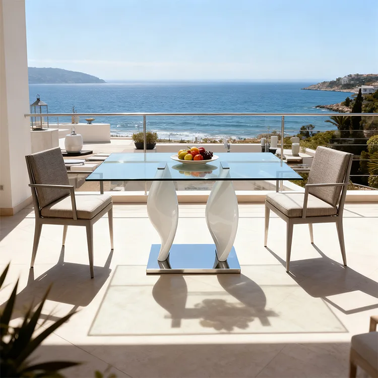 Modern Dining Table FRP Legs And Stainless Steel Base