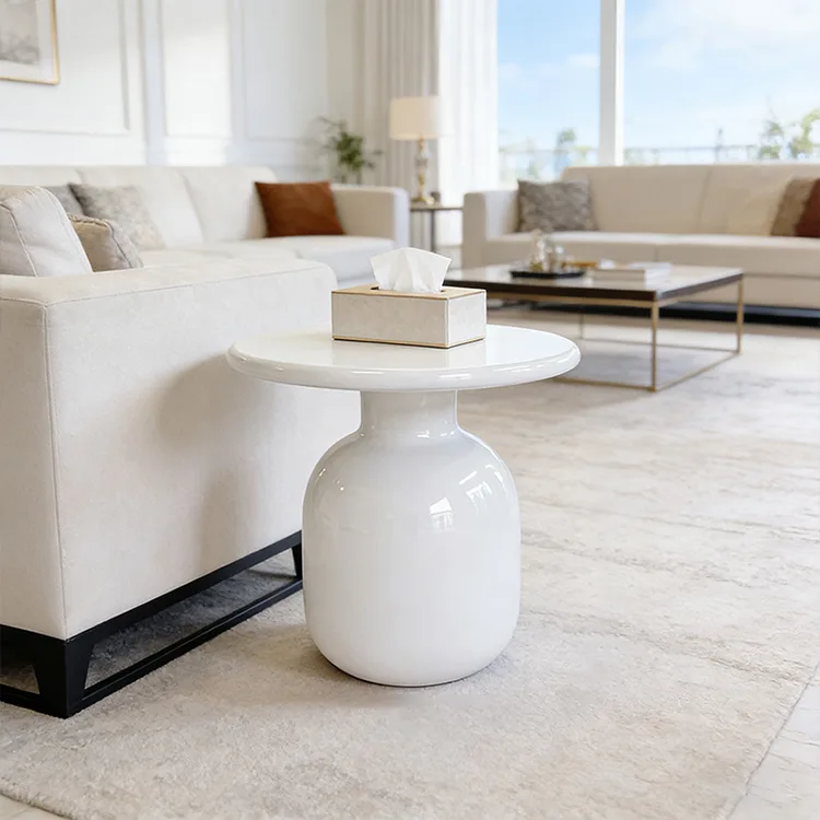 Modern Glossy Fiberglass Mushroom Side Table