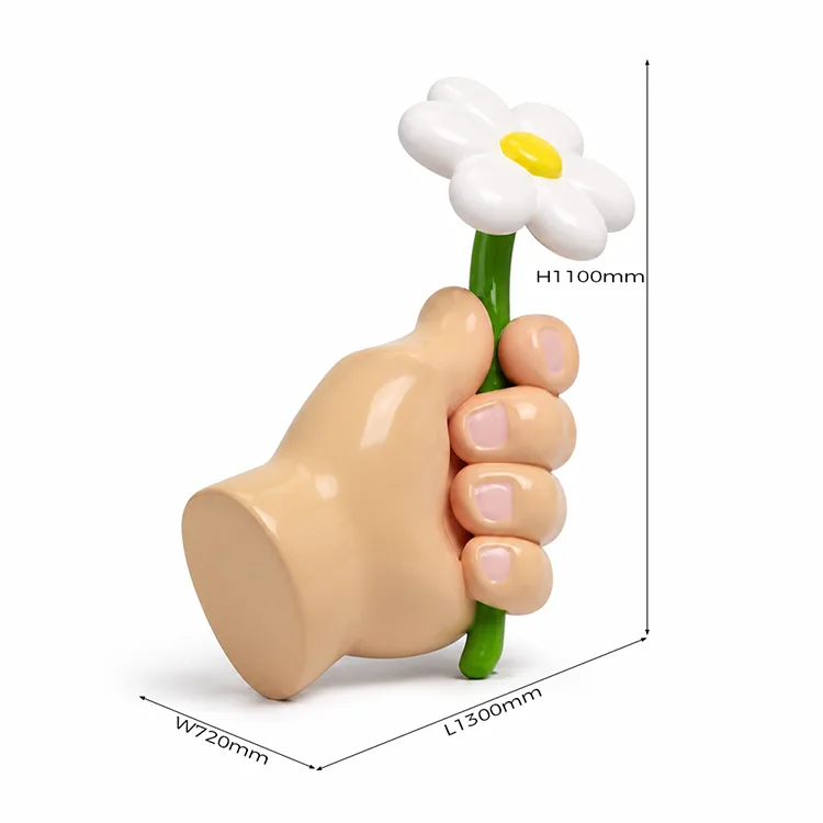 Hand Holding Flower Sculpture