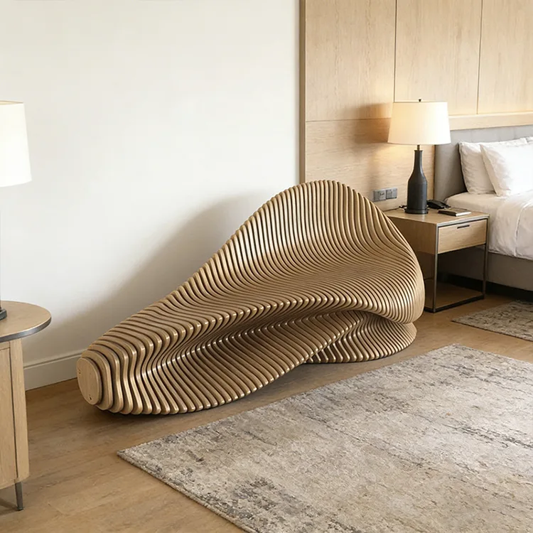 Parametric Wave Wood Bench